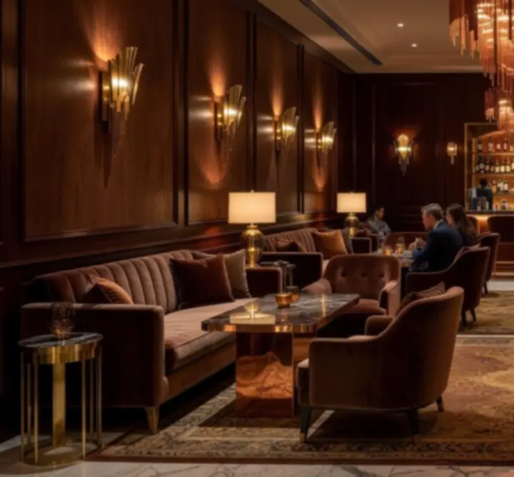 Elegantno uređeni interijer restorana Casino Tomic s toplom rasvjetom i udobnim sjedenjem.