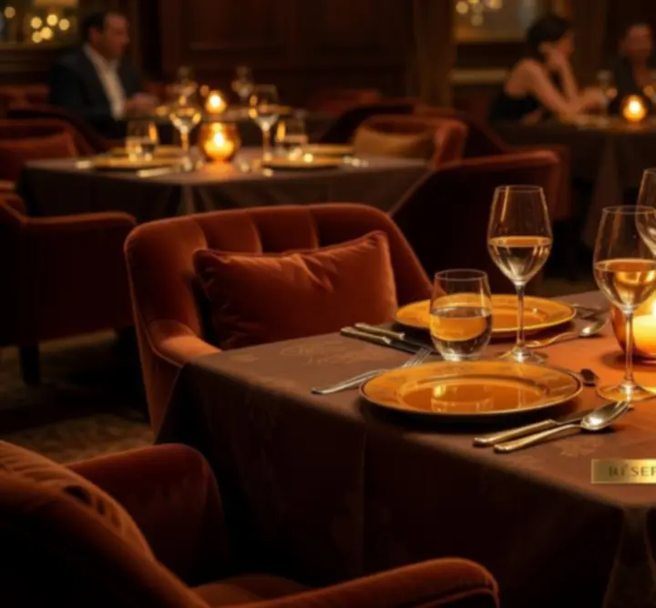 Elegantno postavljen stol u lounge prostoru Casino Tomic s toplim osvjetljenjem i sofisticiranom atmosferom.